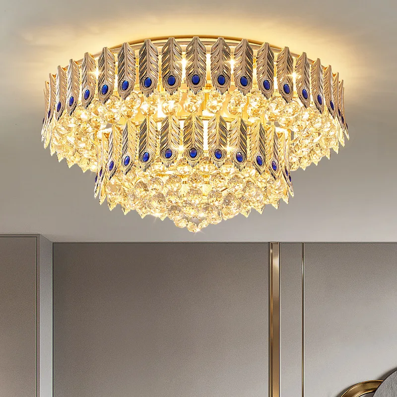 Imagem -04 - Luzes de Teto de Cristal para Decoração Lâmpadas Modernas Ouro Regulável Sala de Estar Quarto 2024