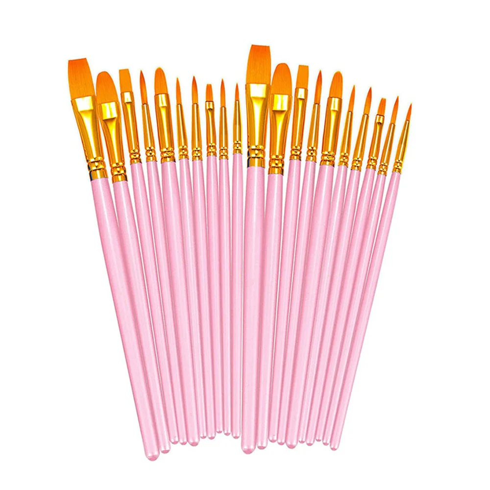 20Pcs Paint Brushes Set Nylon Hair Paint Brushes for Acrylic Oil Watercolor Face Nail Art, Miniature Detailing Painting Drawing