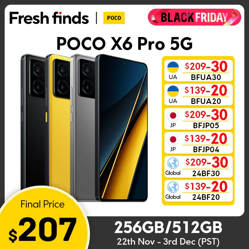 POCO X6 Pro 5G 글로벌 버전 스마트폰, Dimensity 8300-Ultra 6.67 인치 Flow AMOLED DotDisplay 64MP NFC 