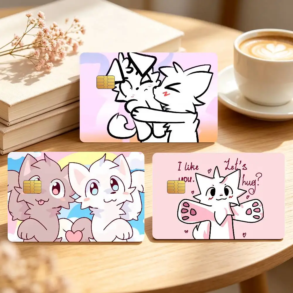 Cute B-Boykisser Cat Credit Card Skin Stickers For Bank Bus Metro Cards Waterproof Anti-Scratch Gift 4PCS