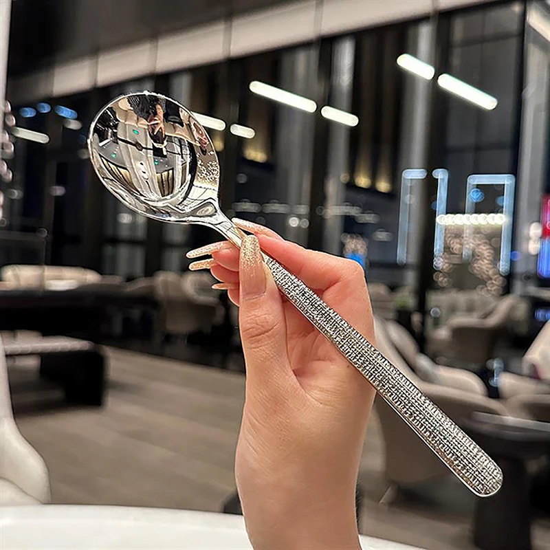 Korean Stainless Steel Thickening Spoon Creative Long Handle Hotel Hot Pot Spoon Soup Ladle Home Kitchen Essential Tools