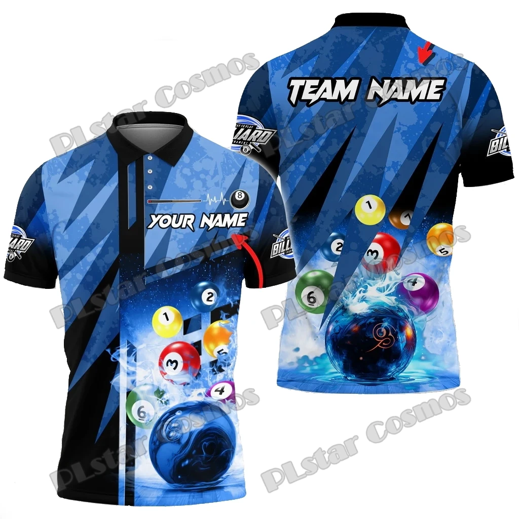 Billiards Ultimate Night 8 Ball Billiard Personalized Name 3D Printed Men's Polo Shirt Summer Unisex Casual Polo shirt WK208