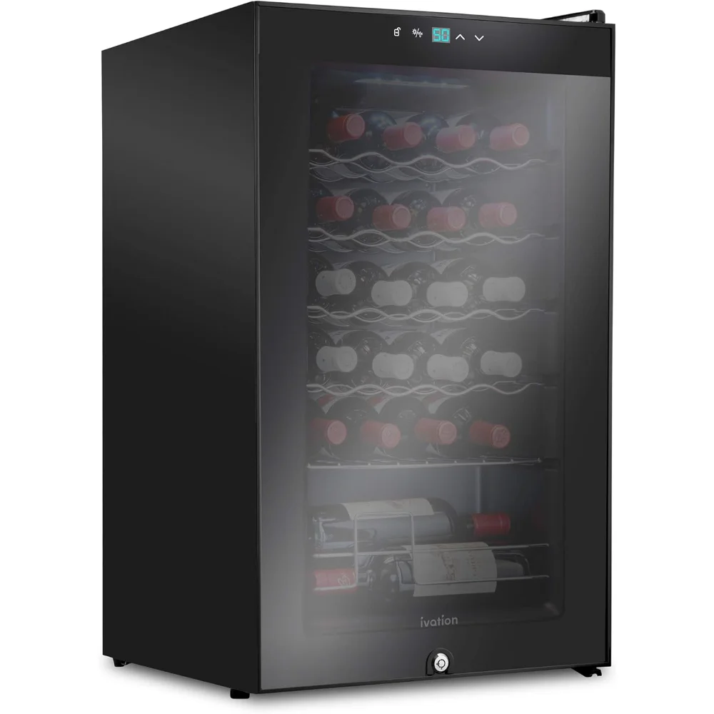 

24 Bottle Compressor Wine Cooler Refrigerator w/Lock | Large Freestanding Wine Cellar For Red,