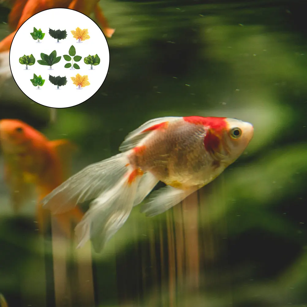 

10pcs Artificial L Leaves for Fish Tank Decoration Realistic Shape Easy to Clean Plastic Accessories
