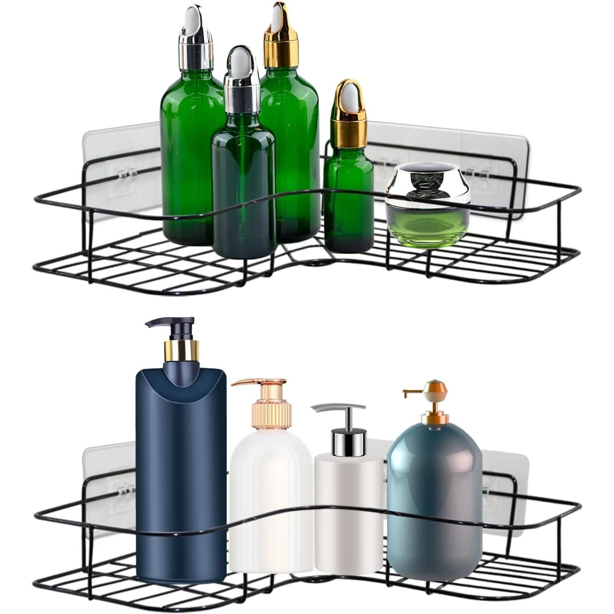 4/8Pcs Strong Adhesive Replacement Pads for Shower Caddy, Clear Sticky Stickers Hooks for Bathroom Corner Shelf Storage Rack
