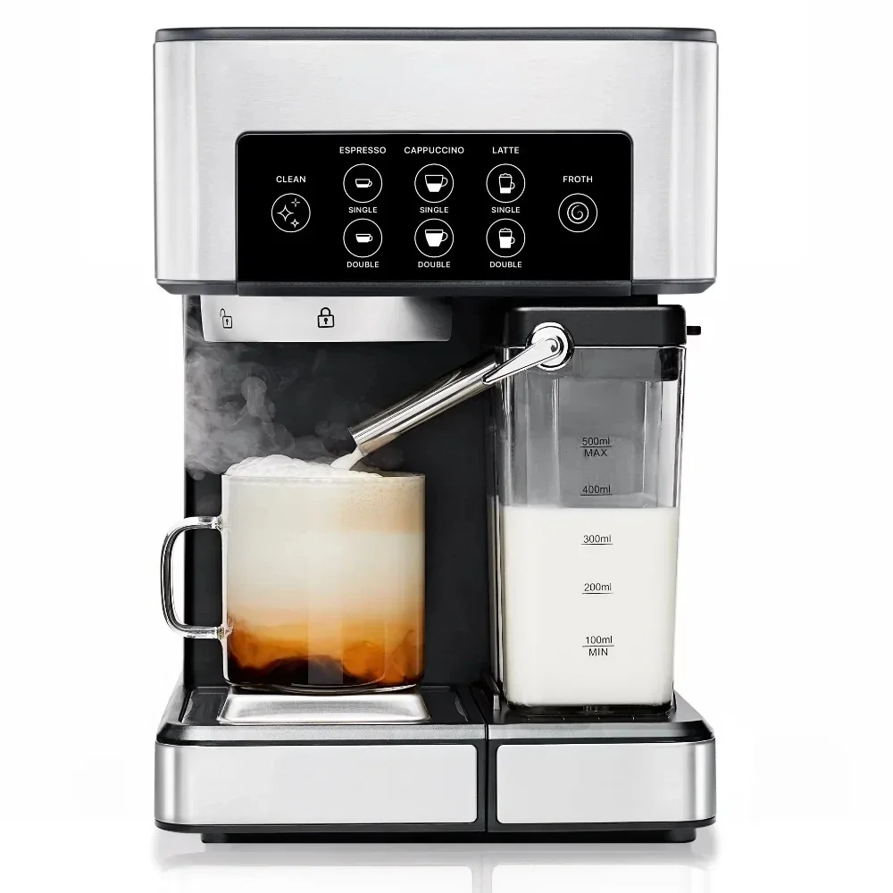 1.8L Barista Pro Espresso, Cappuccino and Latte Machine with Milk Frother, Stainless Steel