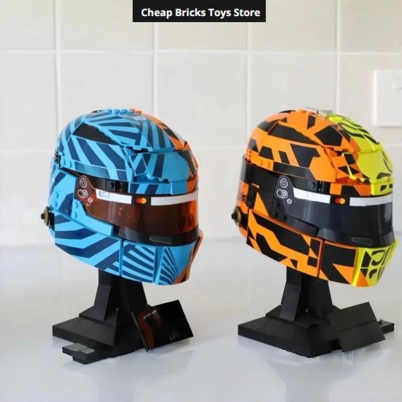 Jouet pour adultes Oscar Piastri Lando Norris DIY Casques de pilote de course de célébrités en blocs de construction Modèle de casque Lewis Hamilton Cadeaux