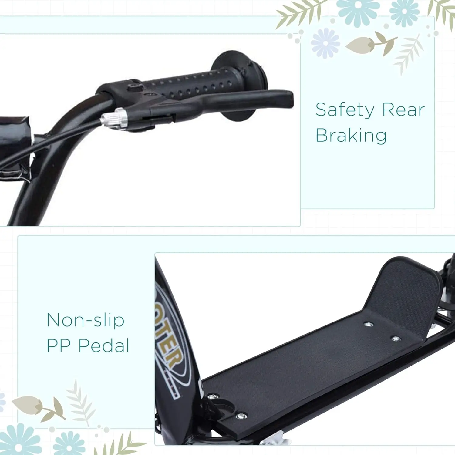 Hulajnoga dla dzieci w wieku 5-12 lat, hulajnoga dziecięca z dużymi kołami i kierownicą o regulowanej wysokości, antypoślizgową płytką pod stopę i tylnym hamulcem