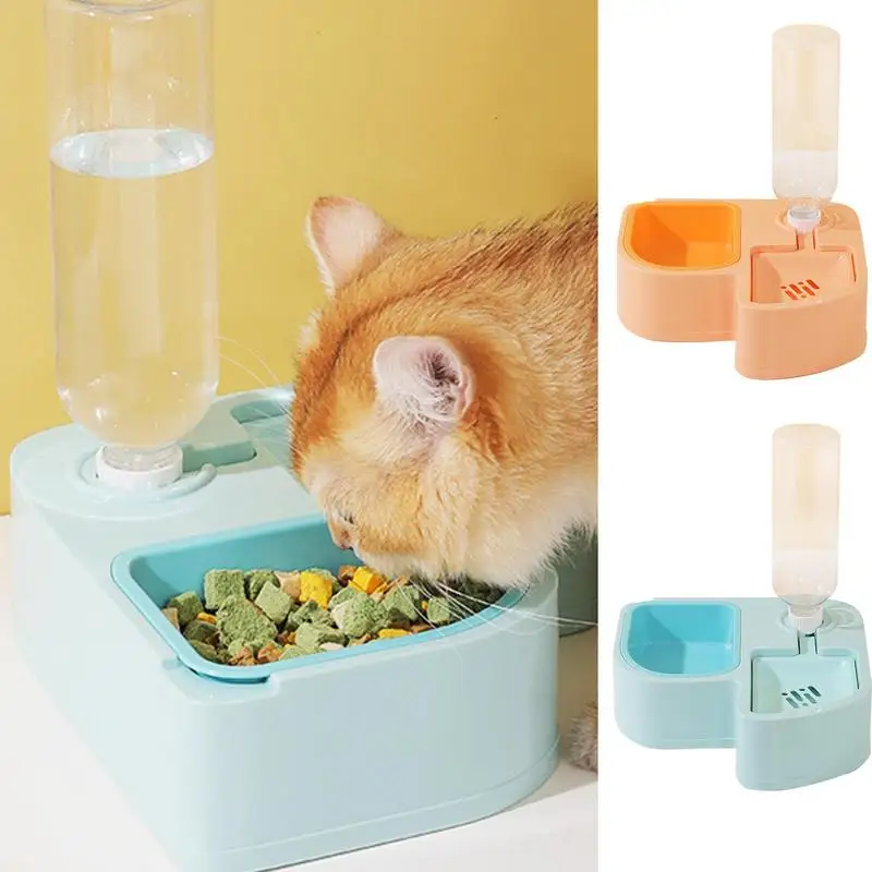 500ml Cat Food And Water Bowl Set Multifunctional Detachable Feeding & Watering Bowl Anti Vomit Tip Proof Cat Bowl For Food