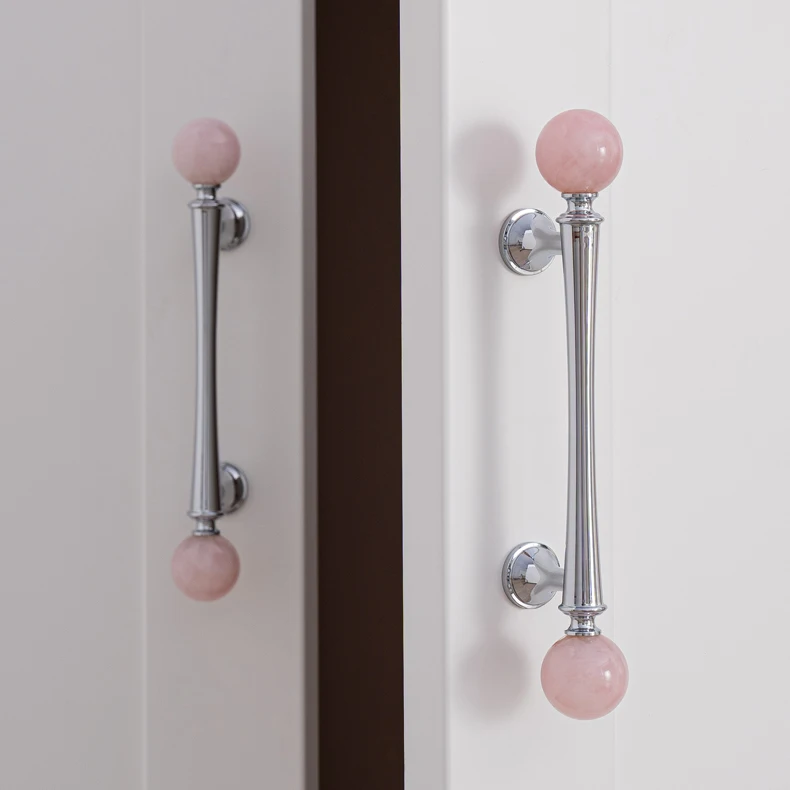 Crystal style cabinet handle with chrome finished brass base — product image 11
