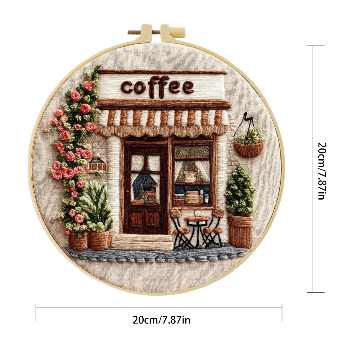 1 Stück 20X20CM/15X15CM 7,87/6,3 Zoll Kaffeehaus-Stickerei-Starter-Kit DIY-Kit DIY-Stickerei-Set für Anfänger – Detail 5