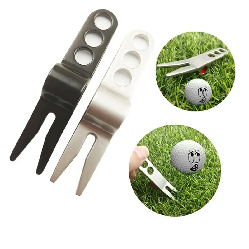 Golf Fork Golf Divot Pitch Repairer Tool Prongs For Putting Green Pitch Lawn Maintenance/Groove Clean/Mark Ball Silver Multi-Pur