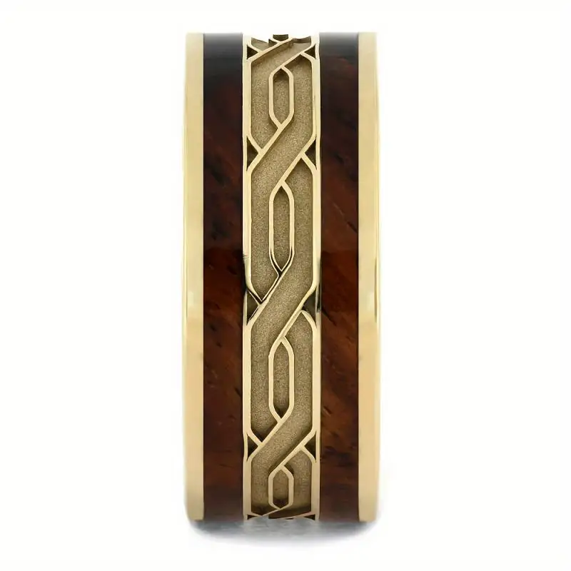 New Men\'s Ring Two Tone Splicing Carving Loop Fashion Cutting Face High Gloss Square Pattern Pair Ring