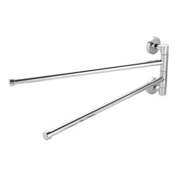 1pc Stainless Steel Towel Rail Swivel 2-arms Bar Bathroom Towel Rack Hanger Rotating Holder Drill Wall-Mounted Sliver Decor Home