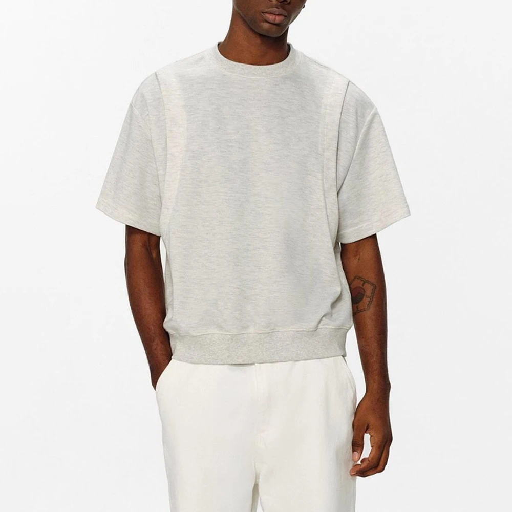 Mens Patchwork Plain Commuter Casual T Shirt Summer Streetwear Fashion Youth Niche Daily Short Sleeve Top Men's Clothing 2026