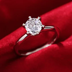 Huitan Silver Color Women Rings with Brilliant Cubic Zirconia Luxury Wedding Engagement Accessories Eternity Ring Trendy Jewelry