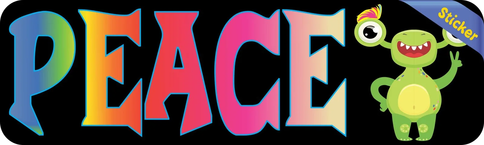 Peace Alien Bumper Sticker Decal Funny Cool Aliens PVC Vinyl for Car Truck Window Door SUV Waterproof UV Resistant Novelty