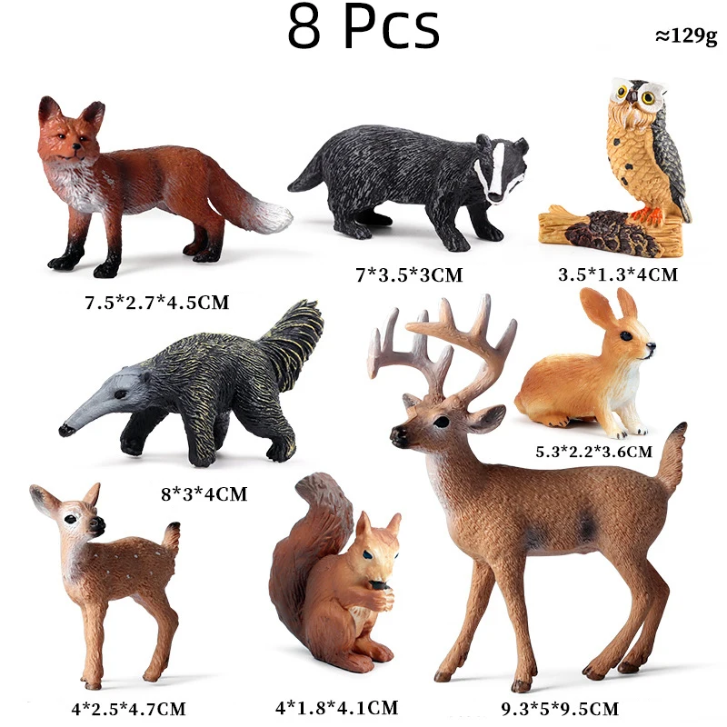 Children's Teaching Cognitive Wildlife Toys White Tailed Deer Animal Elk Sika Deer Model Solid Ornament Set Children's Gifts