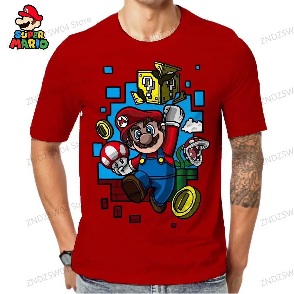 Super Mario Anime Heren Kinder T-Shirt 2024 Snelle Droge Ouder-Kind Kleding T-Shirts Zomer 3d Print Streetwear Mode 110-6xl