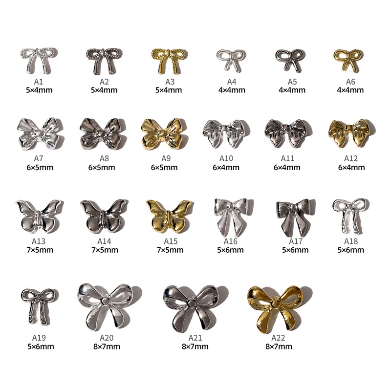 Breloques de luxe pour Nail Art, 10 pièces, nœud papillon en alliage japonais 3D, bijoux de décoration en strass pour ongles, accessoires de bricolage