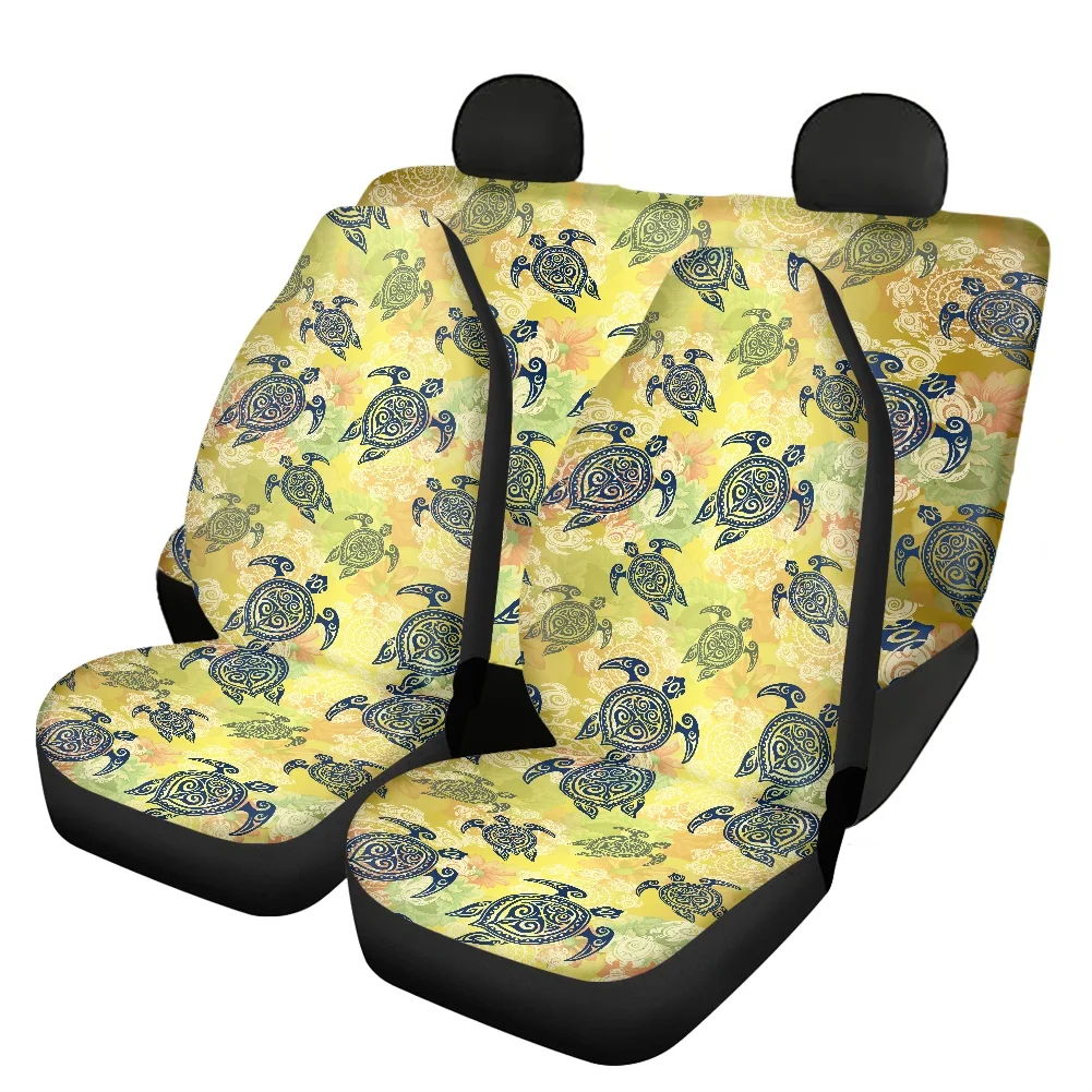 Cute Turtle Pattern Car Seat Cover Set Soft Elastic Front and Back Car Seat Covers Durable Comfortable Auto Interior Seat Cover