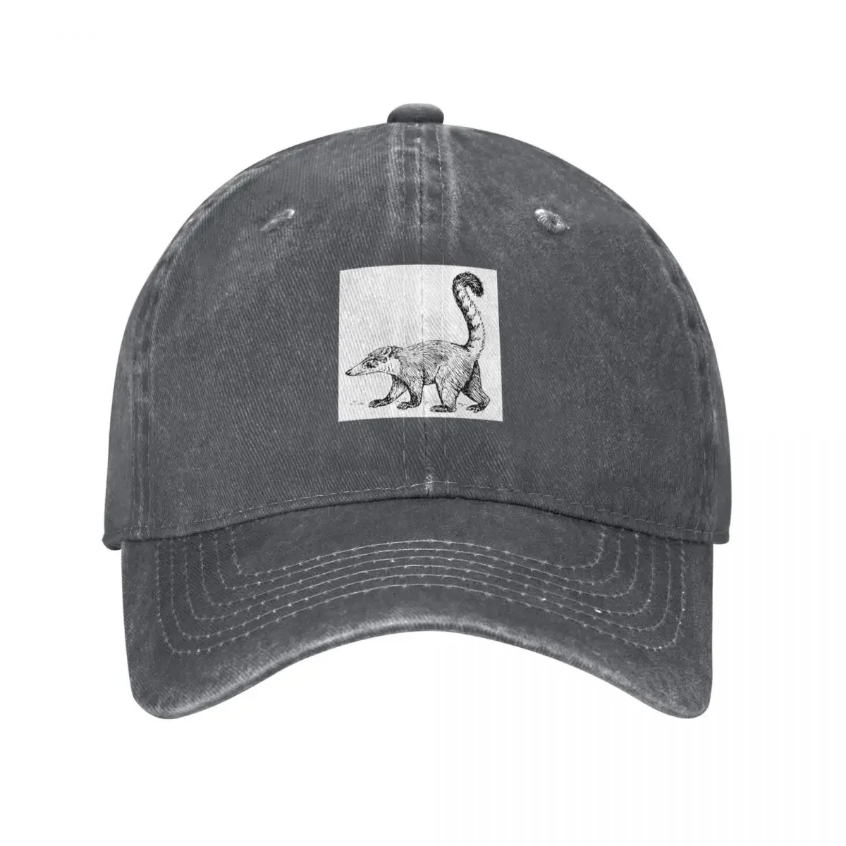 

Coati in black and white background Baseball Cap Hat Man Luxury Hat Man For The Sun Mens Caps Women's