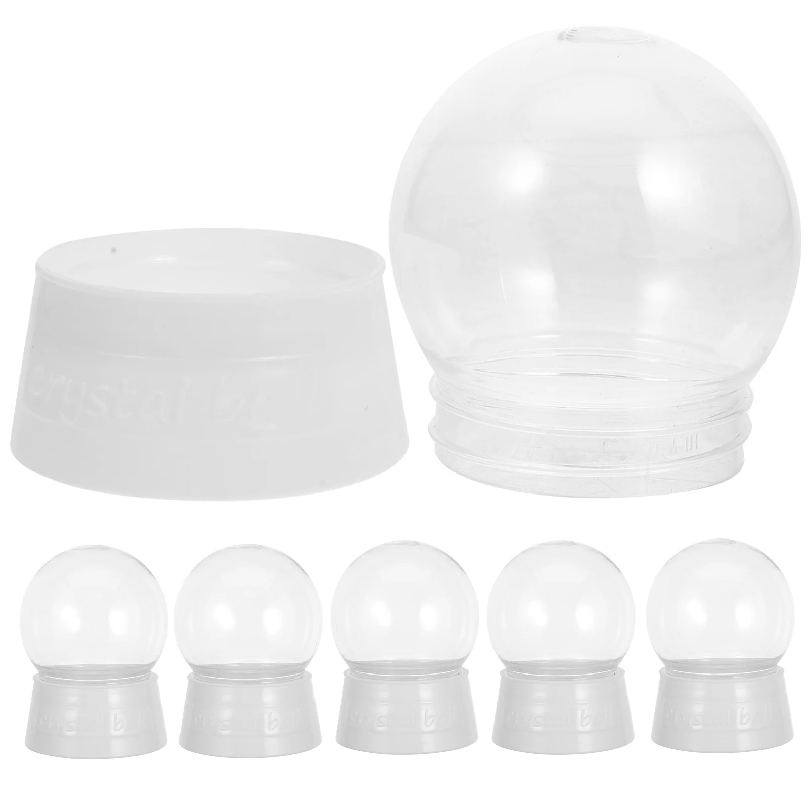 

6Pcs Clear Plastic Snow Globes DIY Crafts Christmas Decor Fillable Ornaments Unbreakable Set Screw Cap Water Clear