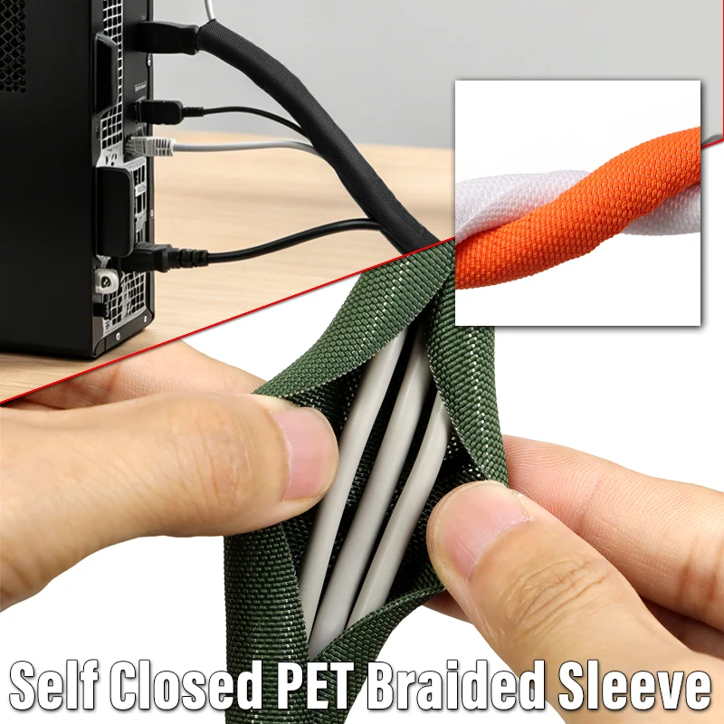 1~10m Self Closed PET Braided Cable Sleeve 3mm-38mm Expandable Car Line Wrap Protect Auto Wire Organizer Flexible Split Sleeved