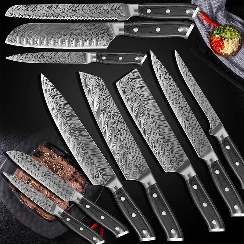 Japanese Sashimi Sushi Knife Great for Peeling Skinning Fish Fillet Meat Raw Slicer Kitchen Chef Santoku Salmon Knife Set