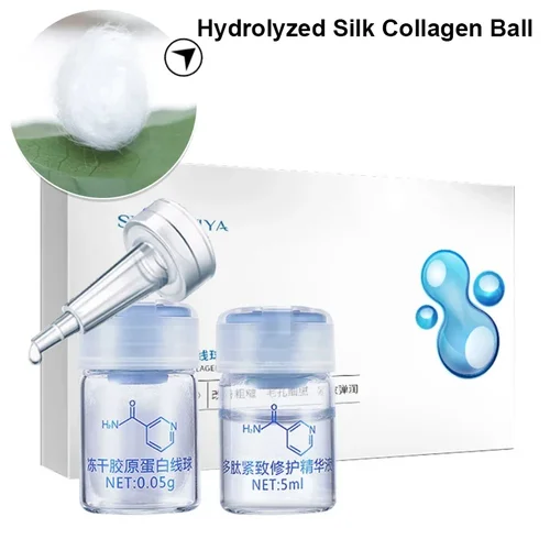 Imagen 2 del producto Corea Facial hidrolizado seda proteína colágeno hilo bola suero Hidratación levantamiento firme líneas finas esencia cuidado de la piel