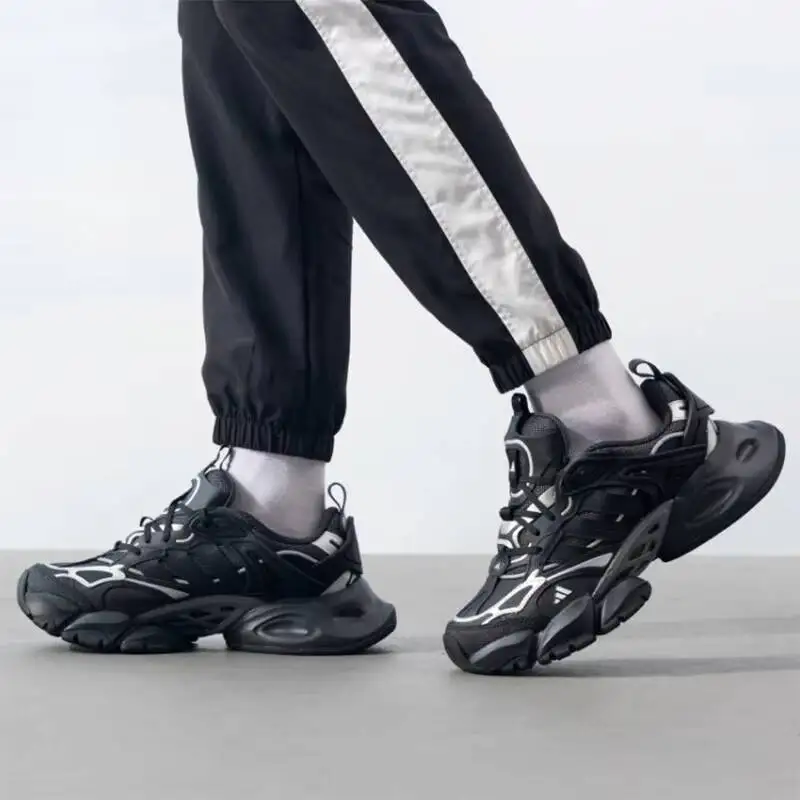 New Adidas Black Thick-Topped Men's and Women's Breathable Mesh Hollow Thick-Topped Shock Absorbing Sports Shoes IH0070