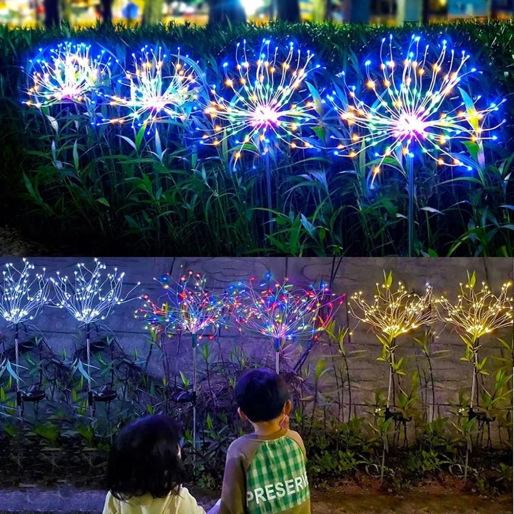 1/3 Uds. Luces LED solares de fuegos artificiales para exteriores, luces impermeables de diente de león para césped, decoración de jardín, luces de paisaje, decoración navideña