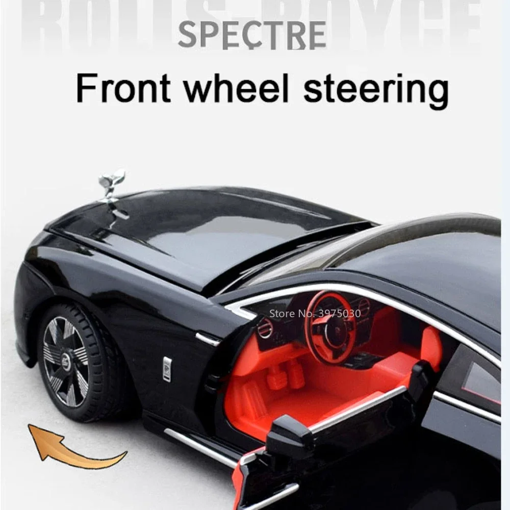 1:24 Rolls Royce Spectre Alloy Car Model Toy Diecast Limousine Pull Back Sound Light Door Opened Advanced Decorative Toy for Boy