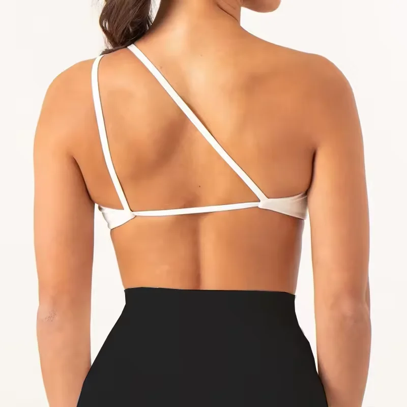 Women's Yoga Vest Single Strap Built-In Bra Pads Quick Dry Cross-Border Fitness Top Four-Way Stretch Adjustable Fitness Gym