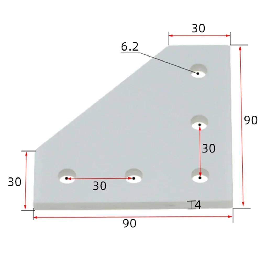 1PC 5 Hole Joint Board Plate Corner Bracket Connection Joint Strip 90 Degree For 3030 4040 Aluminum Profile Black Silver