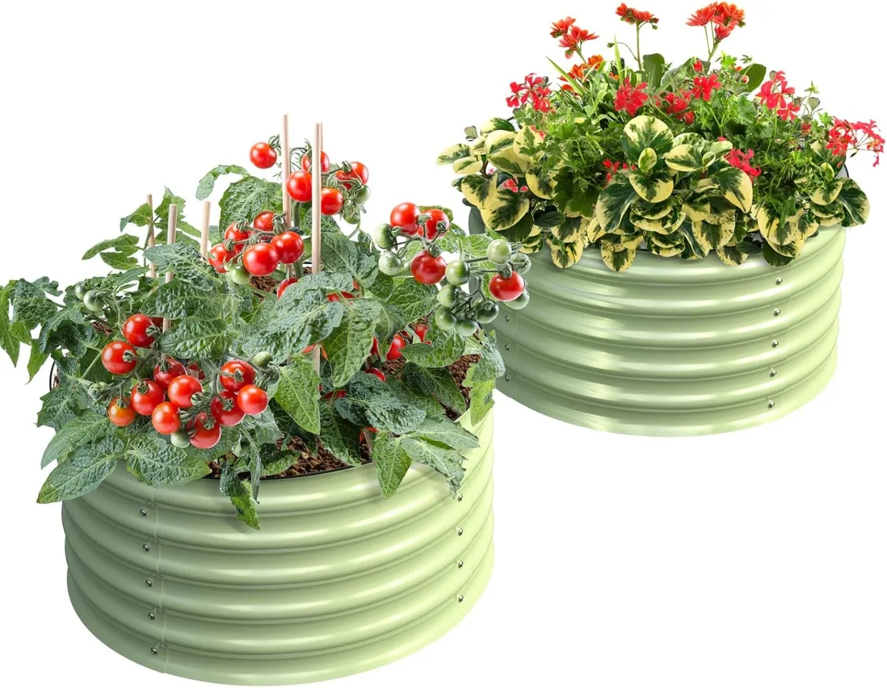 

Olle Twin Round Metal Raised Garden Beds Outdoor for Vegetables, 17" Tall Galvanized Raised Garden Bed Raised Planter Box