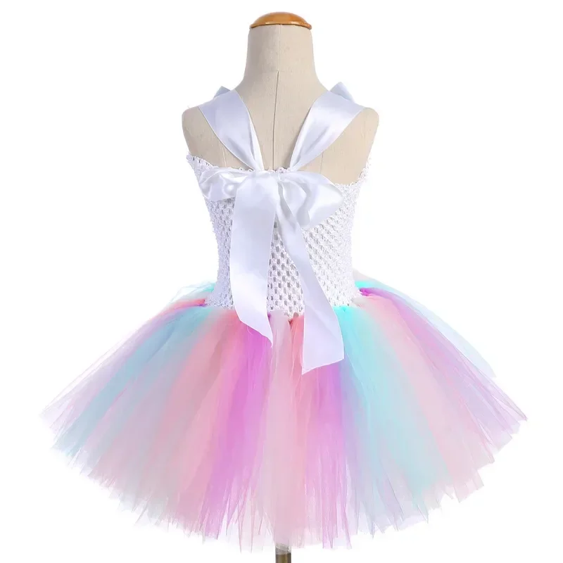 Bloem mesh cosplay tutu jurk meisjes kids verjaardagsfeestje pony kostuum eenhoorn vleugel Halloween Purim kostuums mn7