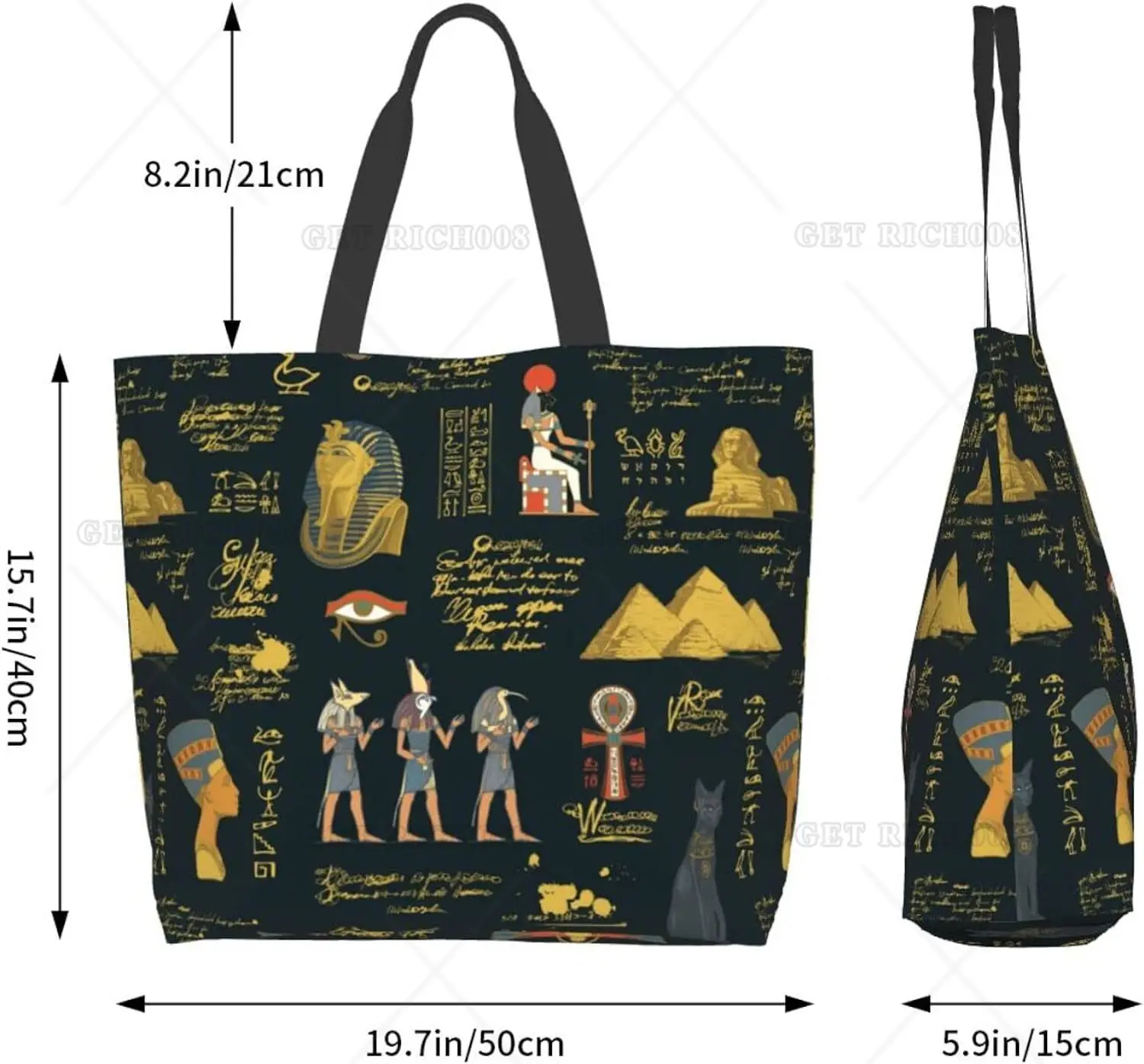 Stili egiziani Tote borsa a tracolla Hieroglyphs borse maniglia di stoccaggio Shopping Bag borsa portatile egitto borsa supermercato moda