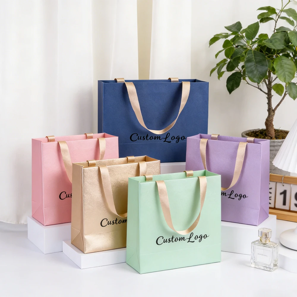 

Подарочные пакеты из картона с ручками, 28x10x20 см, с индивидуальным логотипом, роскошные, темно-синие, для свадеб, детских праздников, упаковки подарков, шопинга