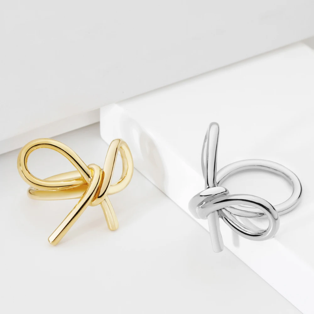 Bow Lines Ring For Women's PVD 18K Plated Gold Simply Anti-Fading High Street Fashion Jewelry Anillos OEM/ODM Manufacturer