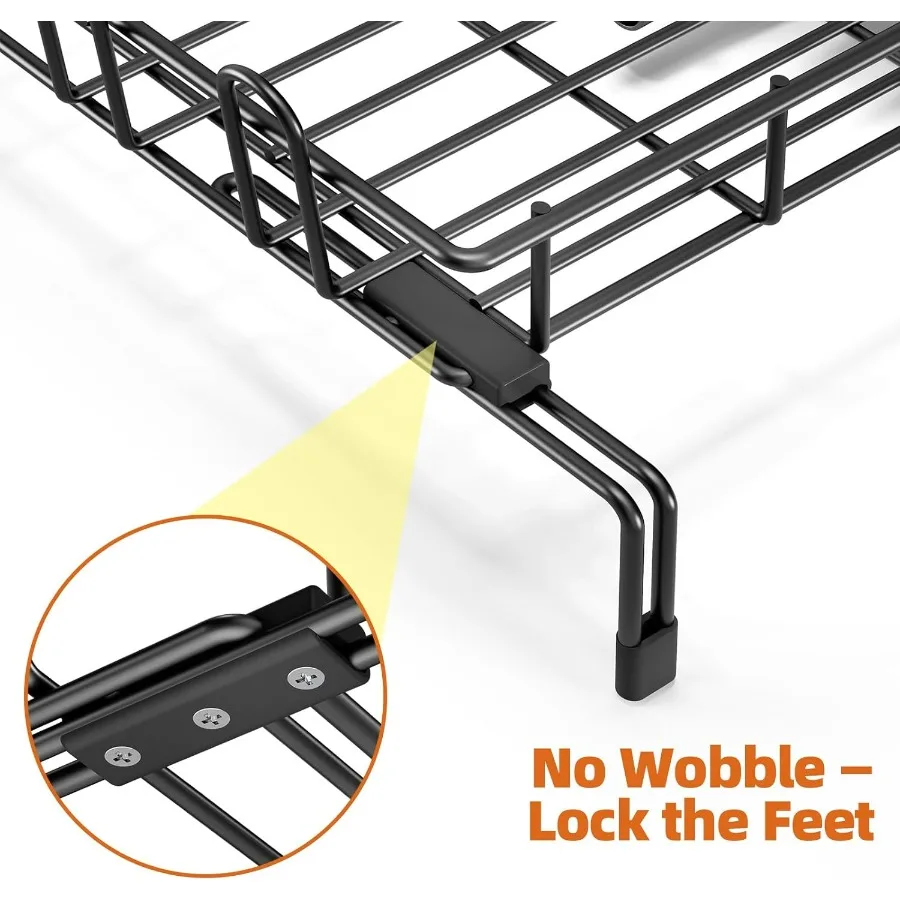 رف تجفيف الأطباق - مصفاة أطباق قابلة للتمديد، رف أطباق كبير لطاولة المطبخ، مصفاة أطباق مقاومة للصدأ مع حامل أواني و