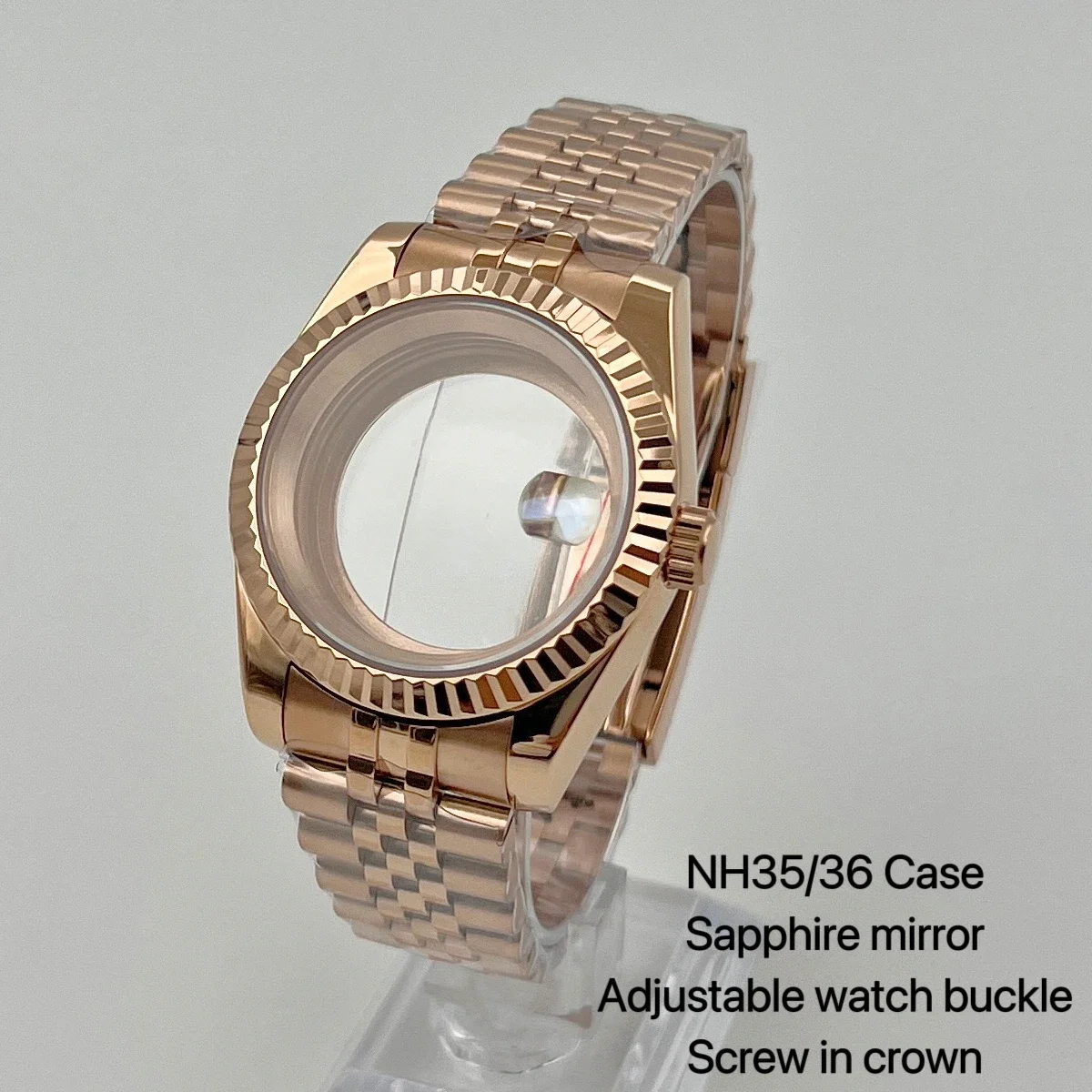 36mm/39mm rose gold case NH35 case stainless steel strap bracelet sapphire glass for Datejust NH34 NH35 NH36 automatic movement