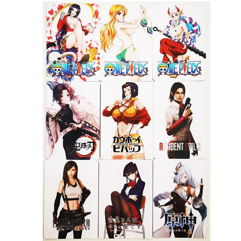 9pcs/set Genshin Impact ACG Boa Hancock Nami Tifa Collection Card Kawaii Sexy Girls Toy Set Hobby Anime Collection Card Gifts