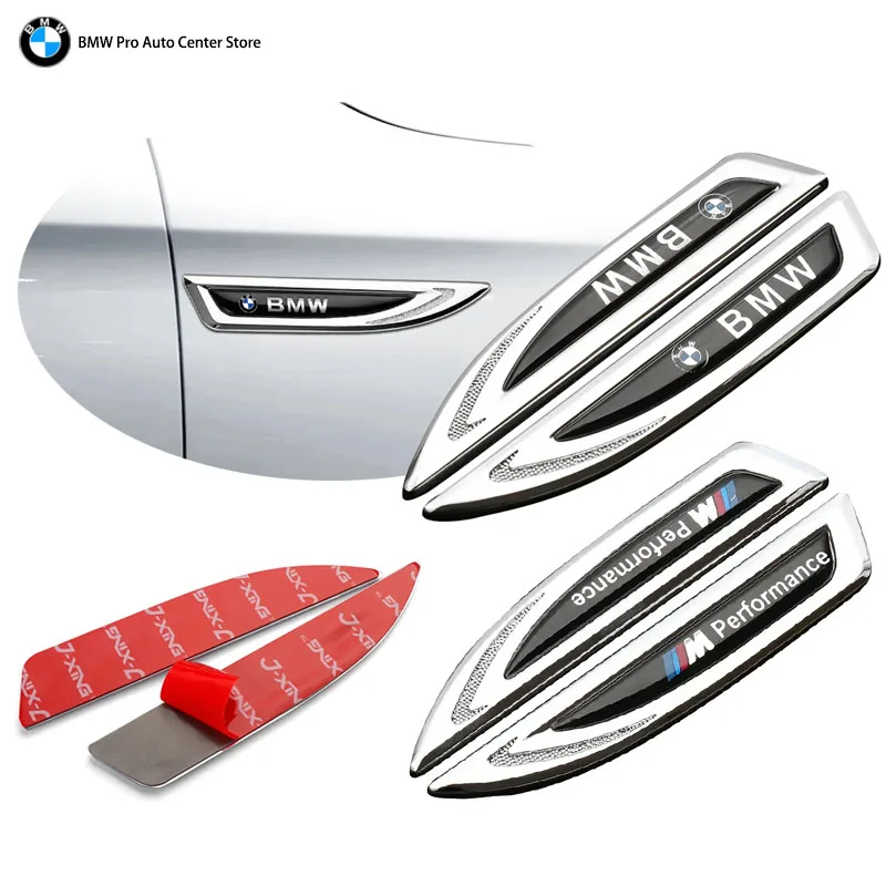 2Pcs 3D Metal Car Styling Side Fender Body Decor Stickers For M Performance E46 E90 E60 F30 E39 F10 E87 Serie 1 BT21 G20 X1 E70