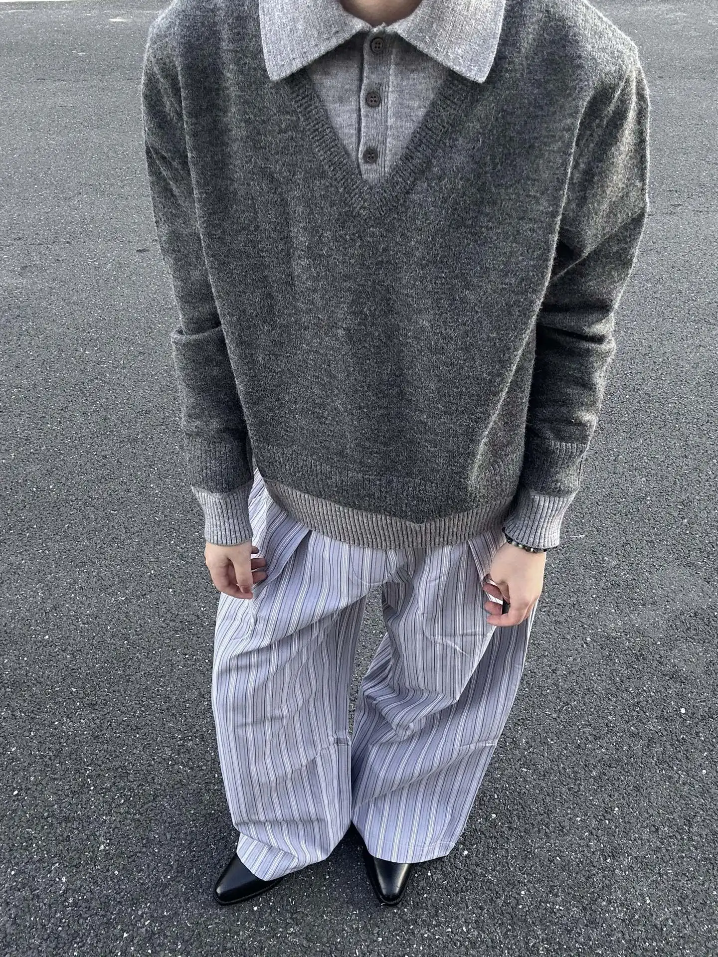 

American Retro Ne Sweater Men's Sle Autumn High-End College Sle Old Money Sle Top Polyester Fiber Casual Wear