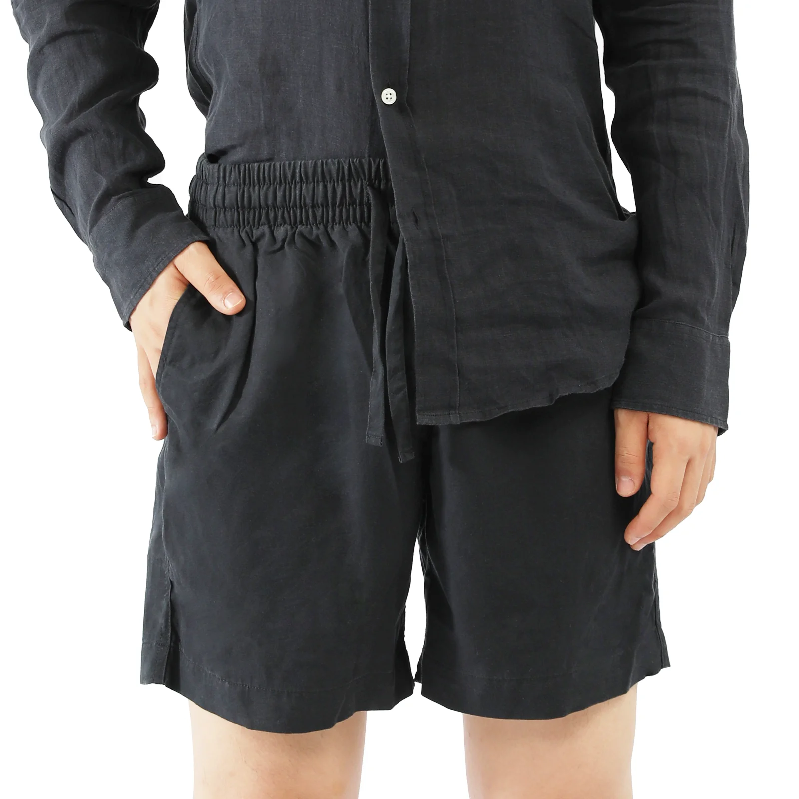 VNRY  Men's Summer shorts Men tencel lounge short elastic waistband  Casual shorts Pockets Button breathable and comfortable