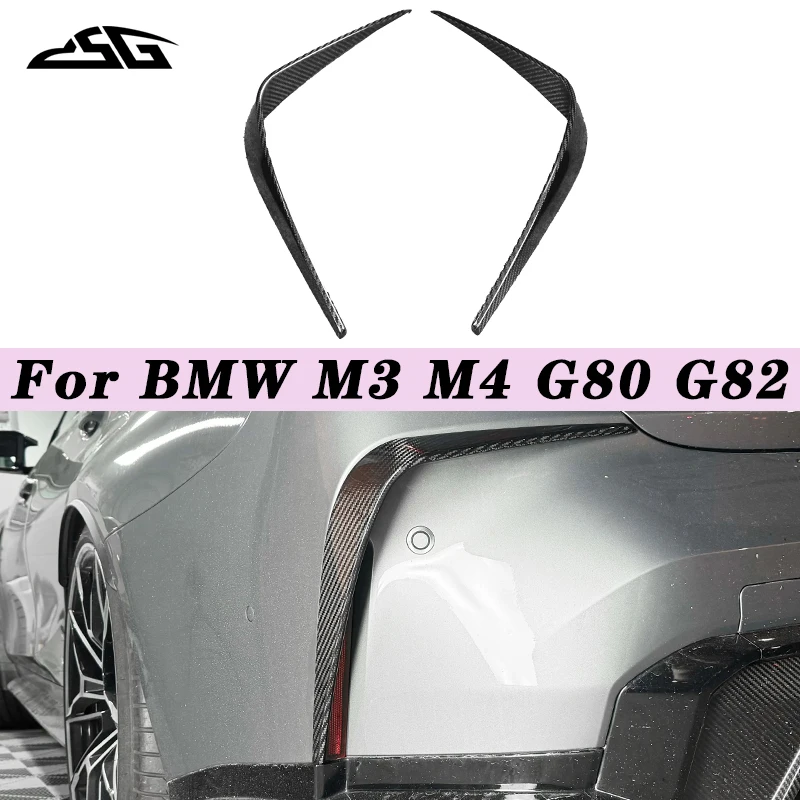 For BMW M3 M4 G80 G82 Carbon Fiber Side Air Vent Cover Rear Bumper Fins Winglet Canard Splitter Flaps Apron Trim Body Kit