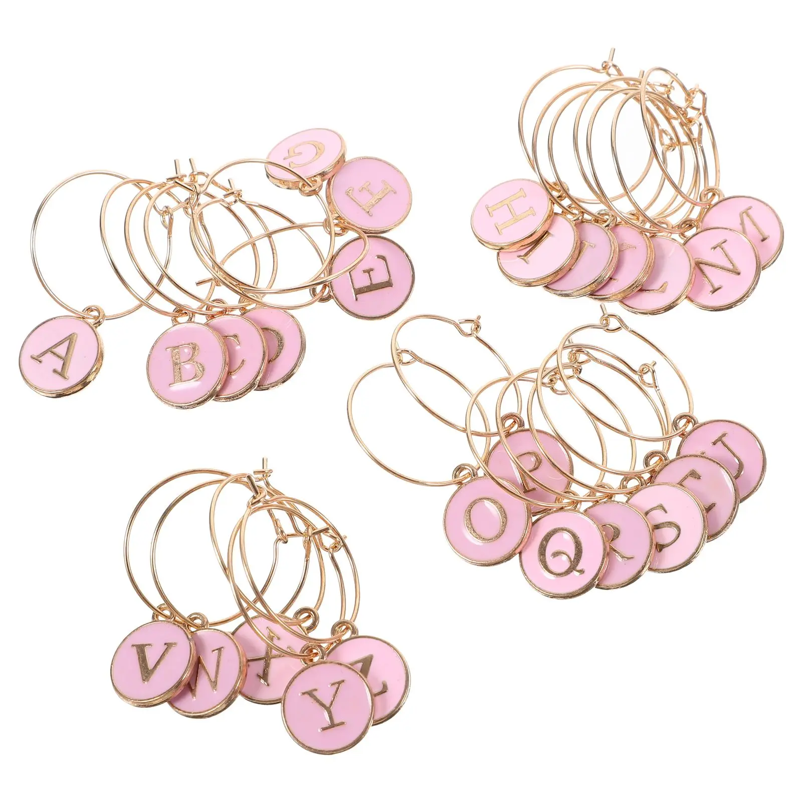 

26 Pcs Wine Glass Ring Decorative Charms Gathering Drink Markers Letter Recognizer Bottle Zinc Alloy