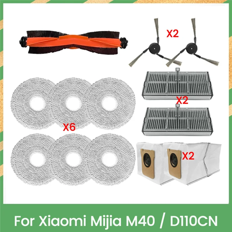 

B88B-Vacuum Brush Filter Dust Bag Mop Cloth Kit For Xiaomi Mijia Omni M40 / D110CN Vacuum Cleaner Accessories Set