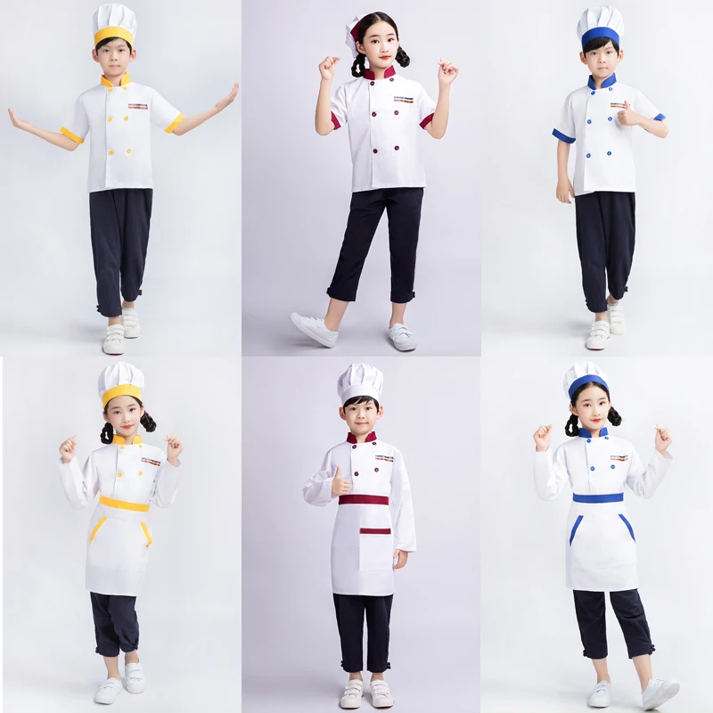 Toddler Kids Cooking Uniform Girl Boy Chef Jacket Kitchen Clothing Child Photography Clothing  Waiter Waitress Cosplay Clothing